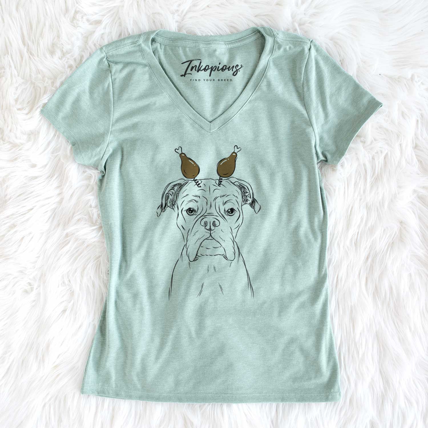 Thanksgiving Axel the Boxer - Women's V-neck Shirt