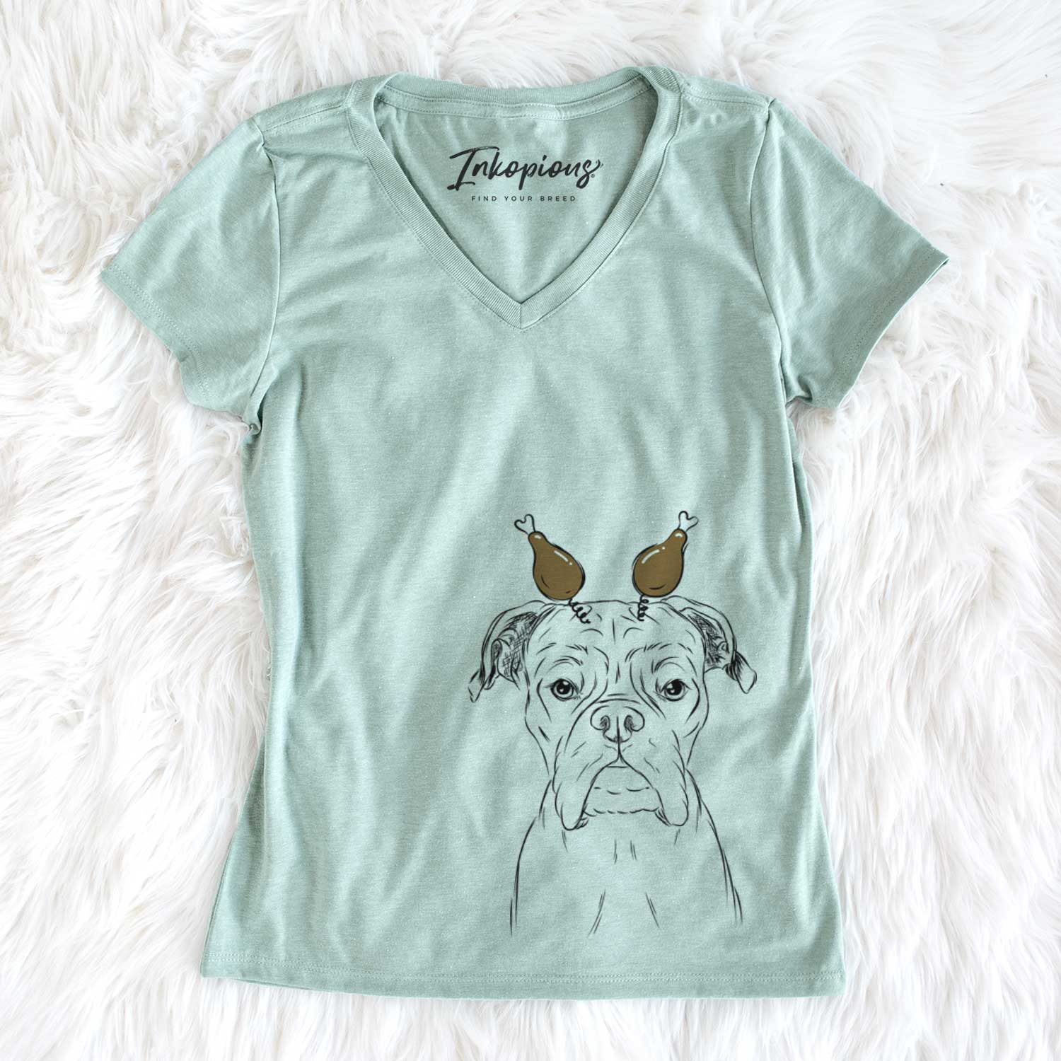 Thanksgiving Axel the Boxer - Women's V-neck Shirt