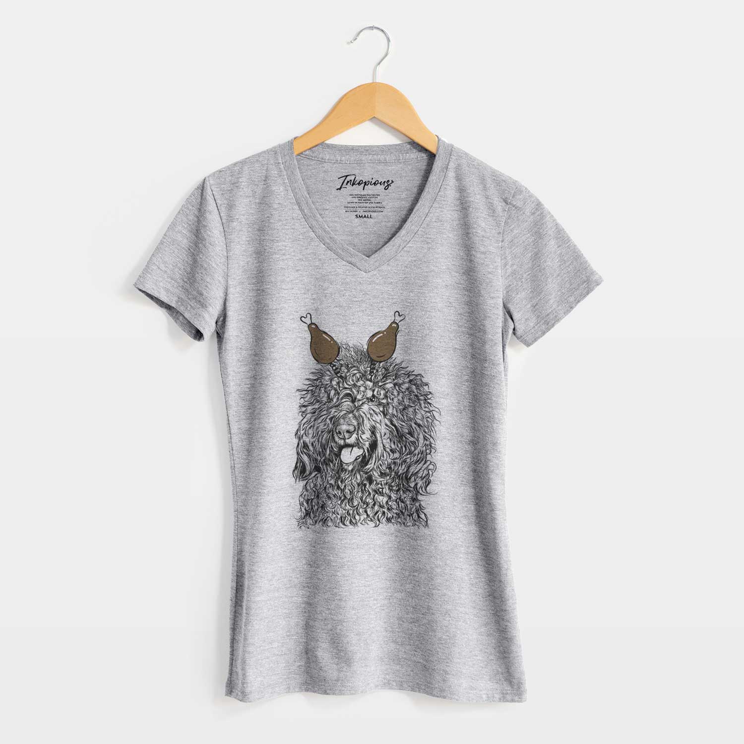 Thanksgiving Babs the Barbet - Women's V-neck Shirt