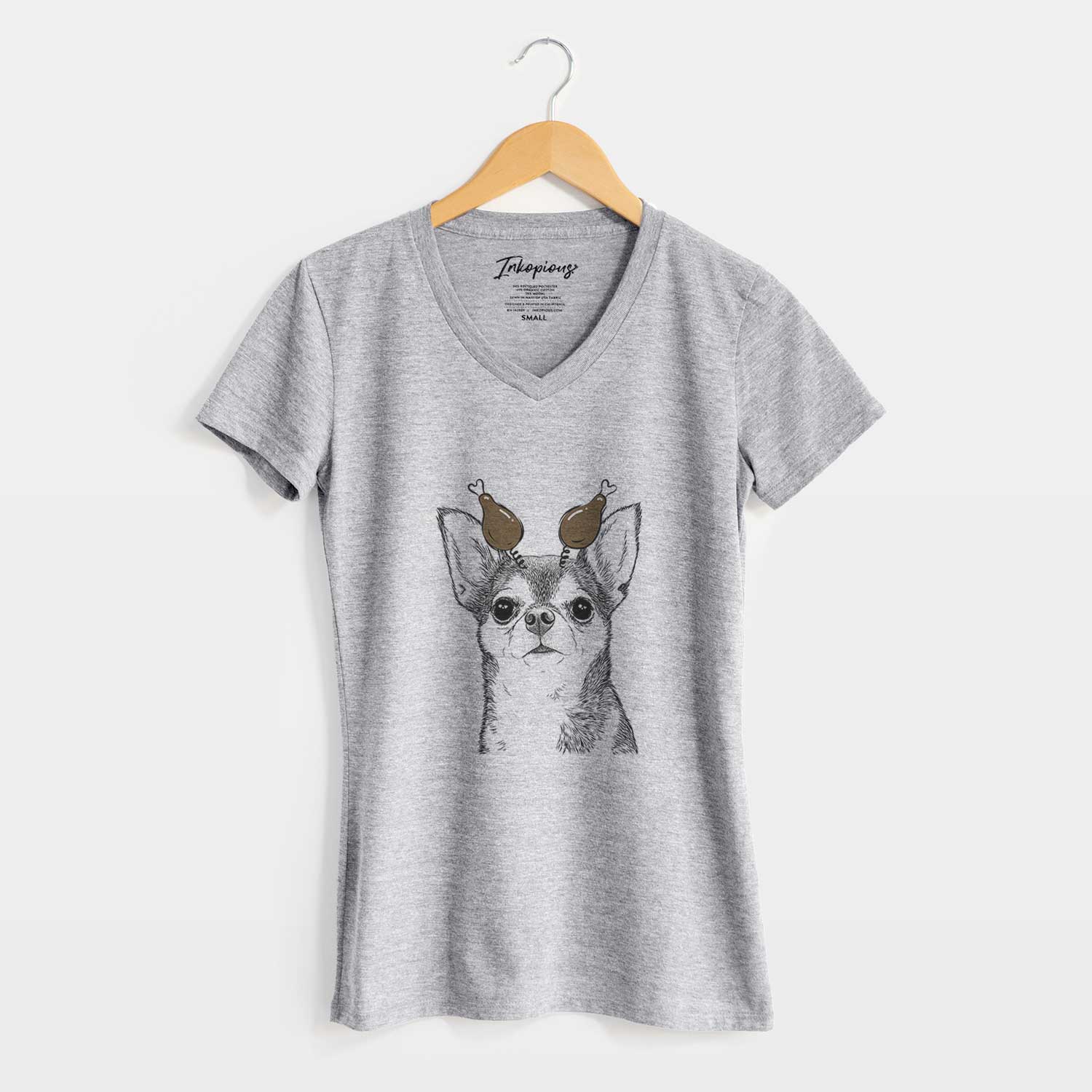 Thanksgiving Baby the Chihuahua - Women's V-neck Shirt