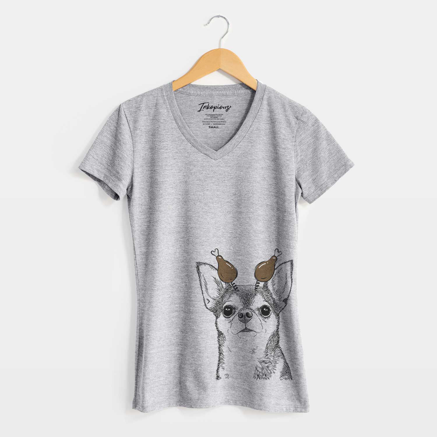 Thanksgiving Baby the Chihuahua - Women's V-neck Shirt