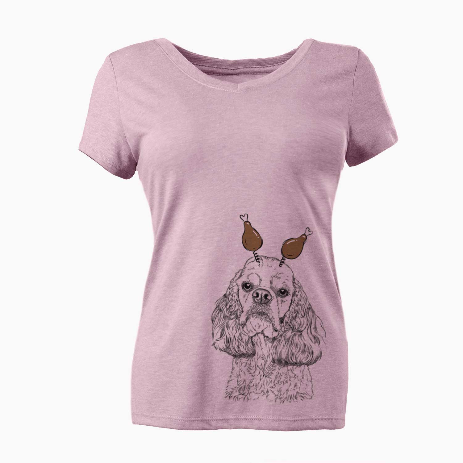 Thanksgiving Bailey the American Cocker Spaniel - Women's V-neck Shirt