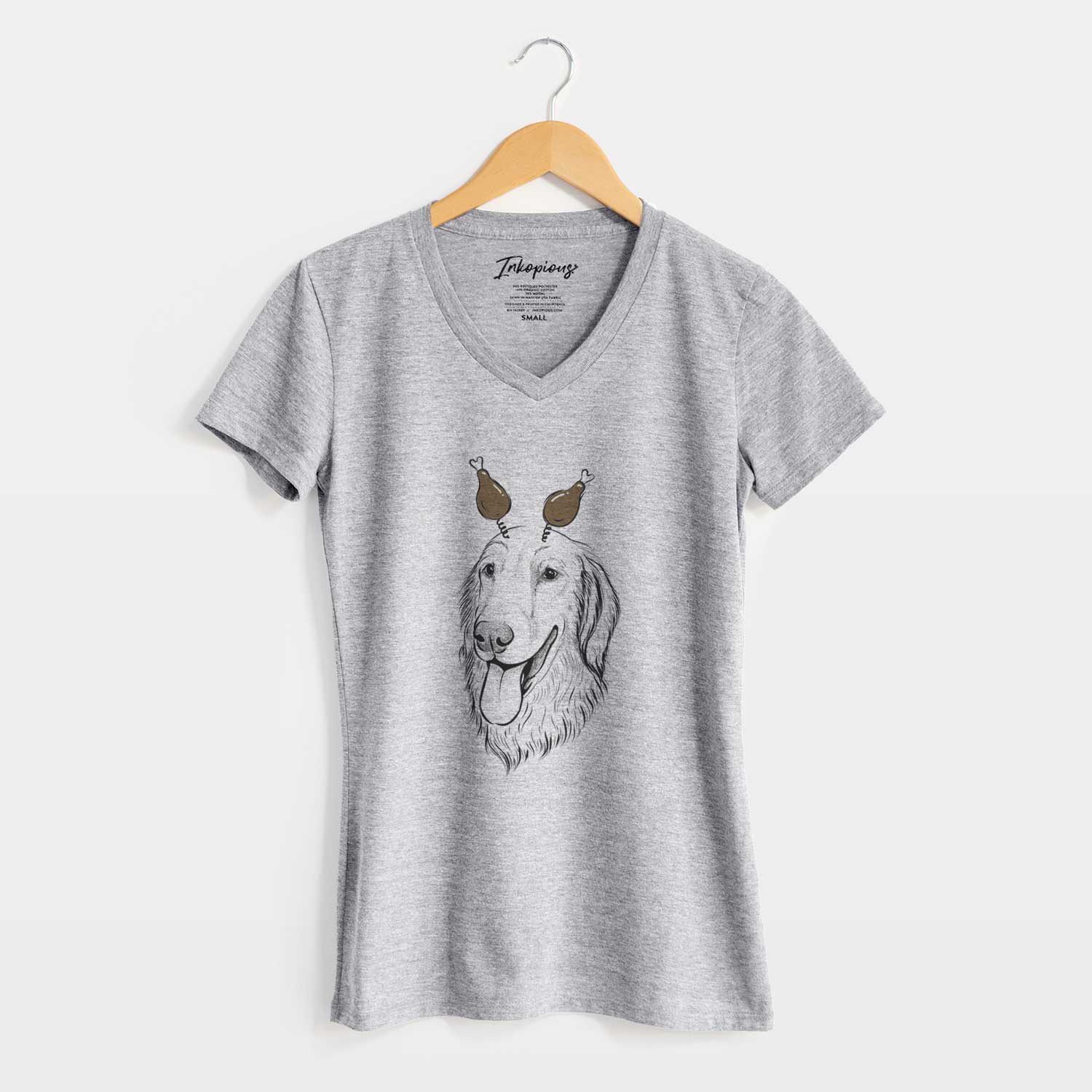 Thanksgiving Bailey the Golden Retriever - Women's V-neck Shirt