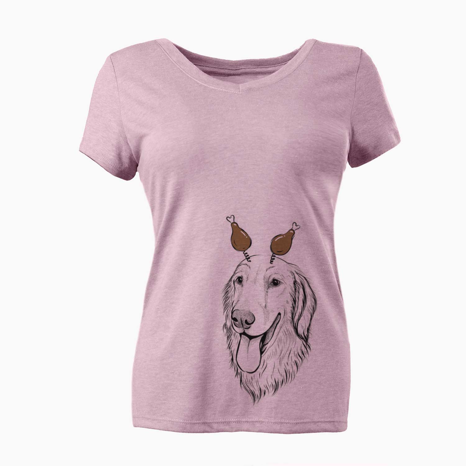 Thanksgiving Bailey the Golden Retriever - Women's V-neck Shirt