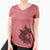 Thanksgiving Bailey the Long Haired Dachshund - Women's V-neck Shirt