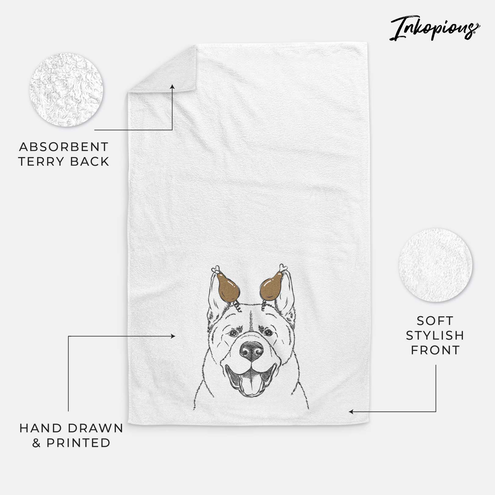 Baku the Akita Decorative Hand Towel