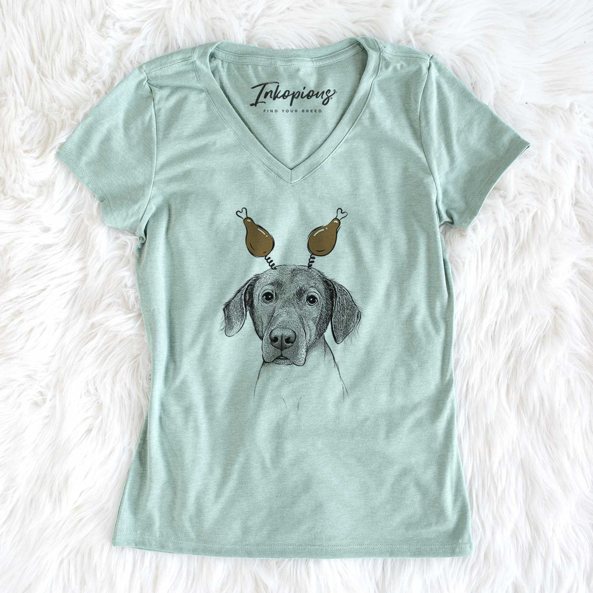 Thanksgiving Baldwin the Mixed Breed - Women's V-neck Shirt