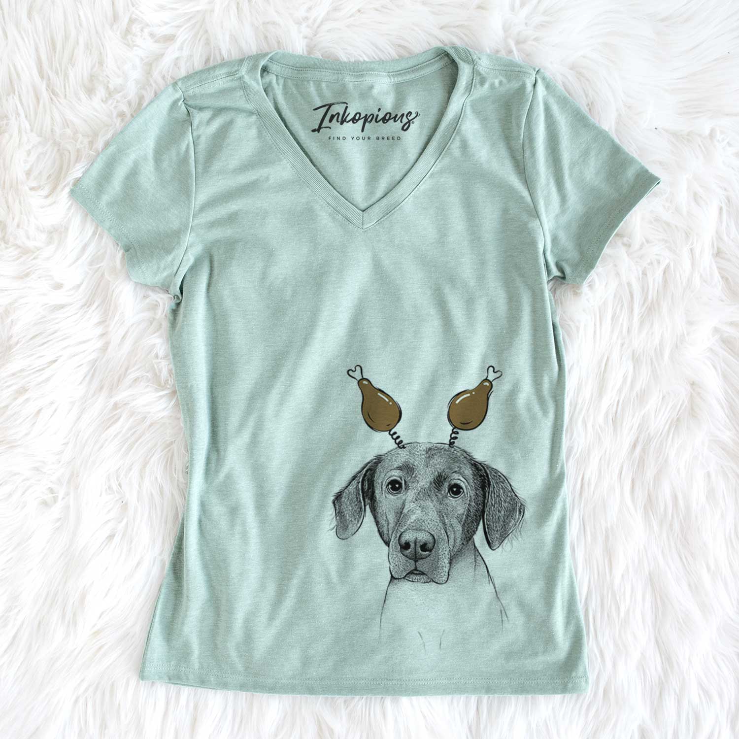 Thanksgiving Baldwin the Mixed Breed - Women's V-neck Shirt