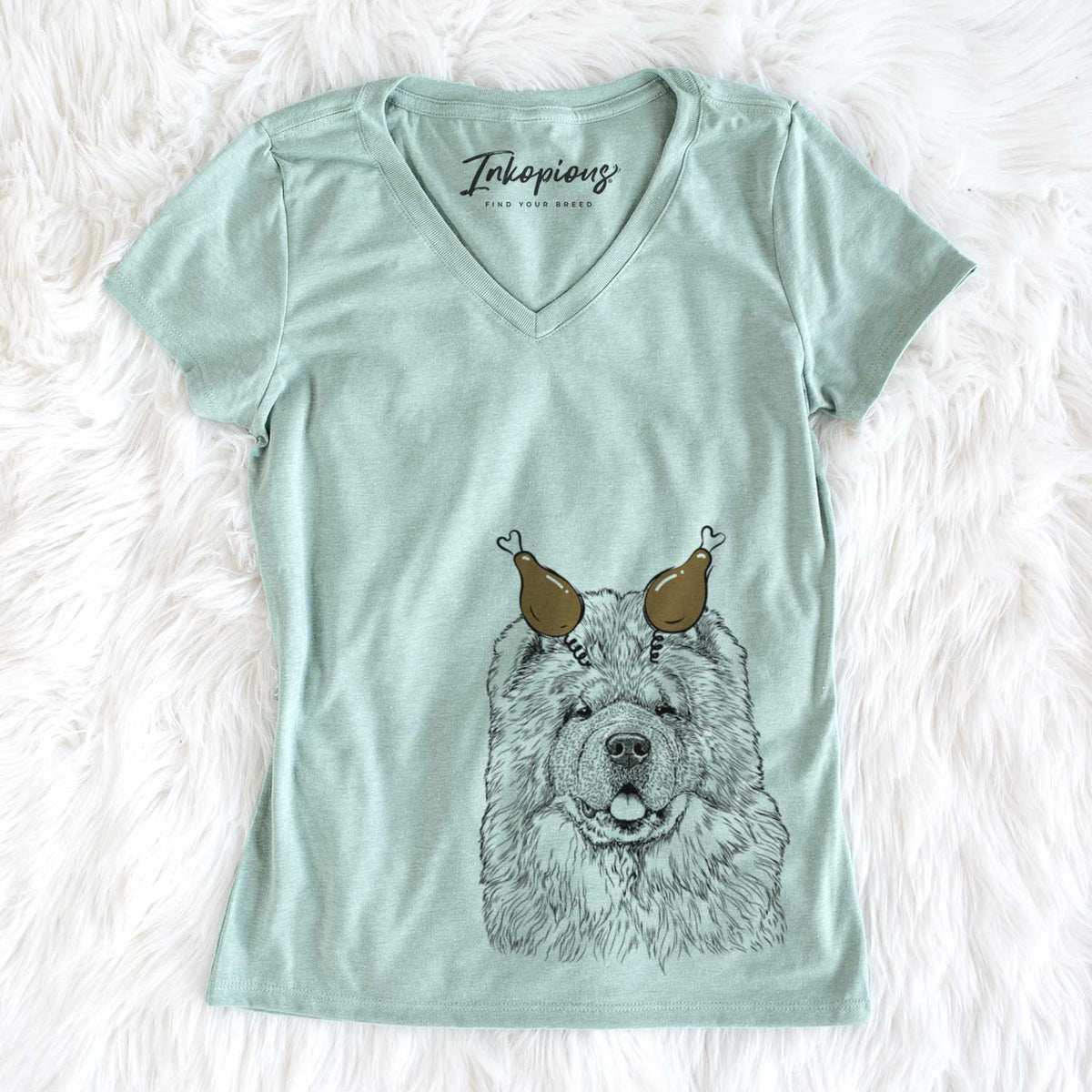 Thanksgiving Baloo the Chow Chow - Women&#39;s V-neck Shirt