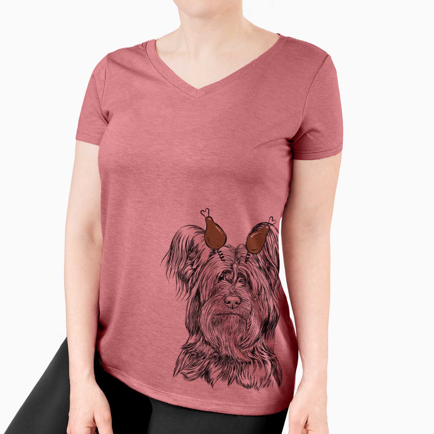 Thanksgiving Bandit the Skye Terrier - Women's V-neck Shirt