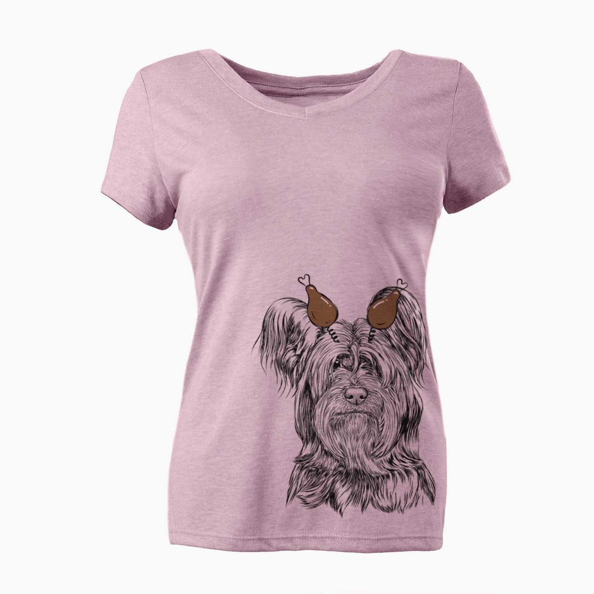 Thanksgiving Bandit the Skye Terrier - Women's V-neck Shirt