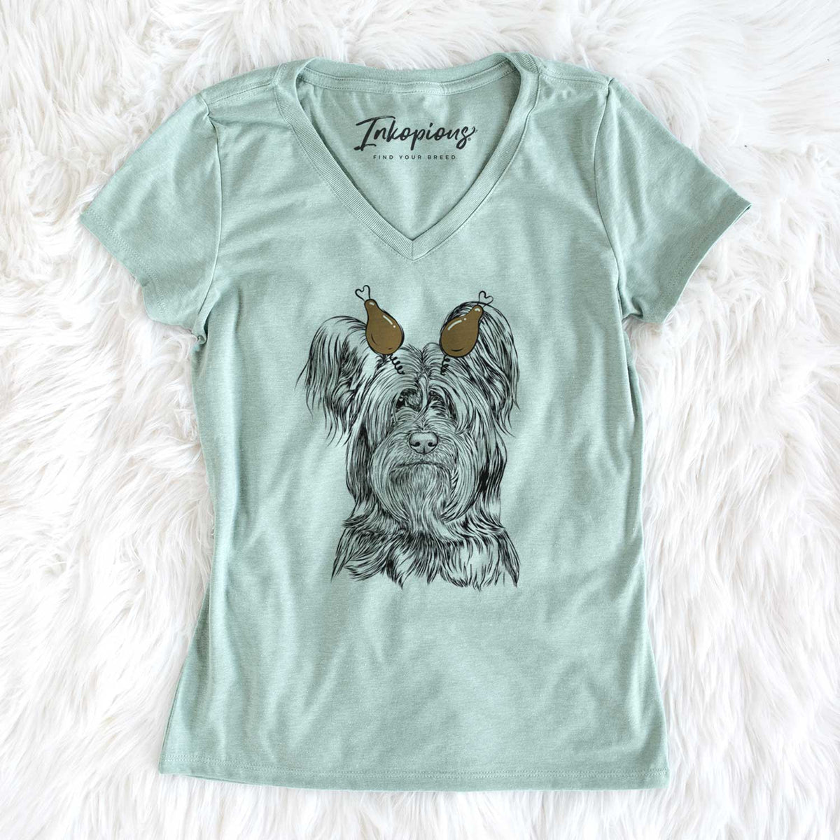 Thanksgiving Bandit the Skye Terrier - Women's V-neck Shirt