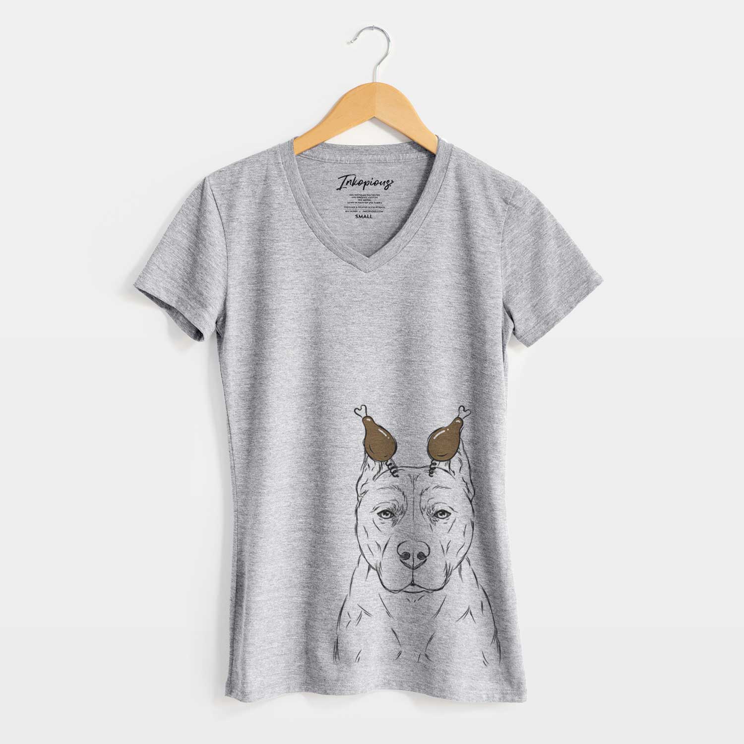 Thanksgiving Bane the Pitbull Mix - Women's V-neck Shirt