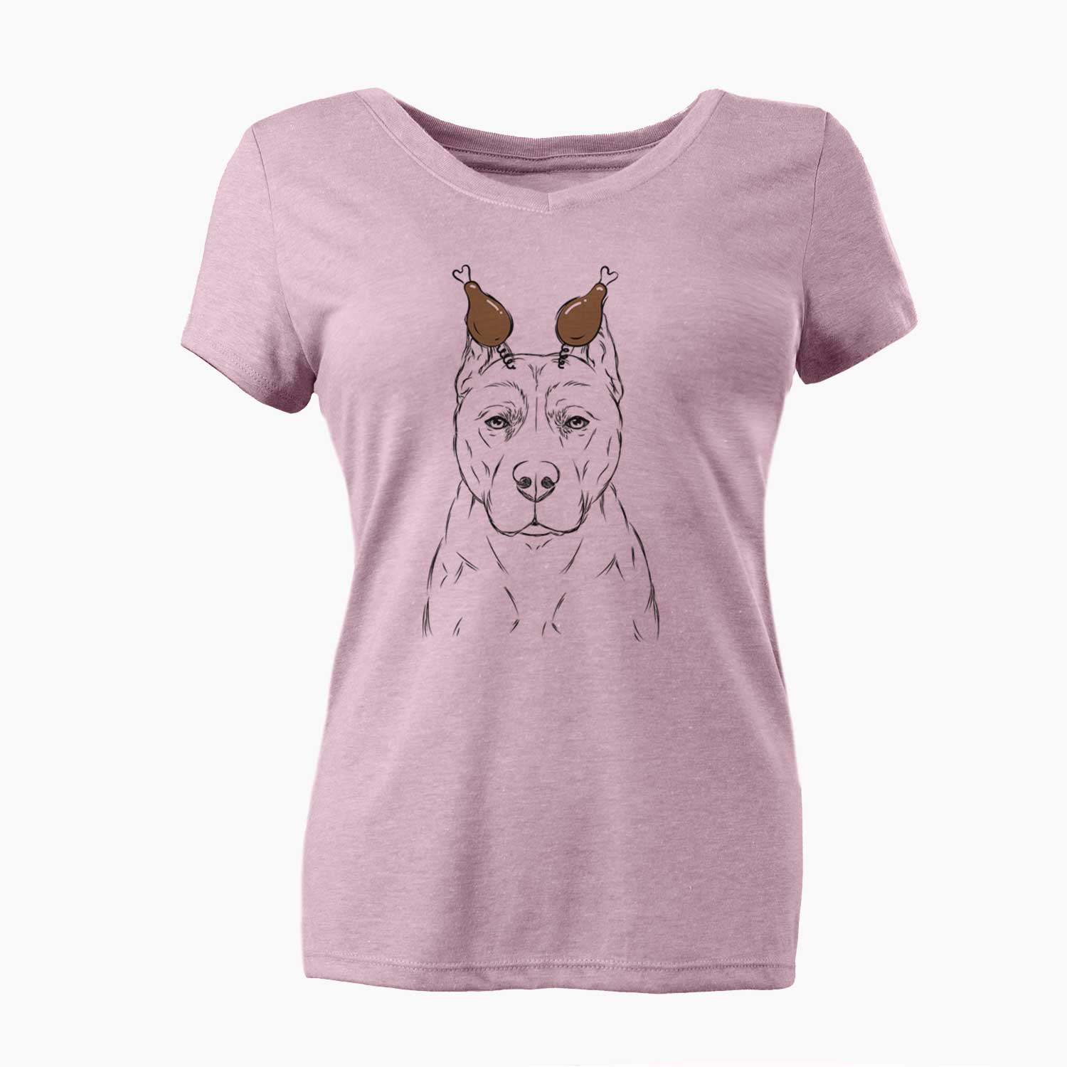 Thanksgiving Bane the Pitbull Mix - Women's V-neck Shirt