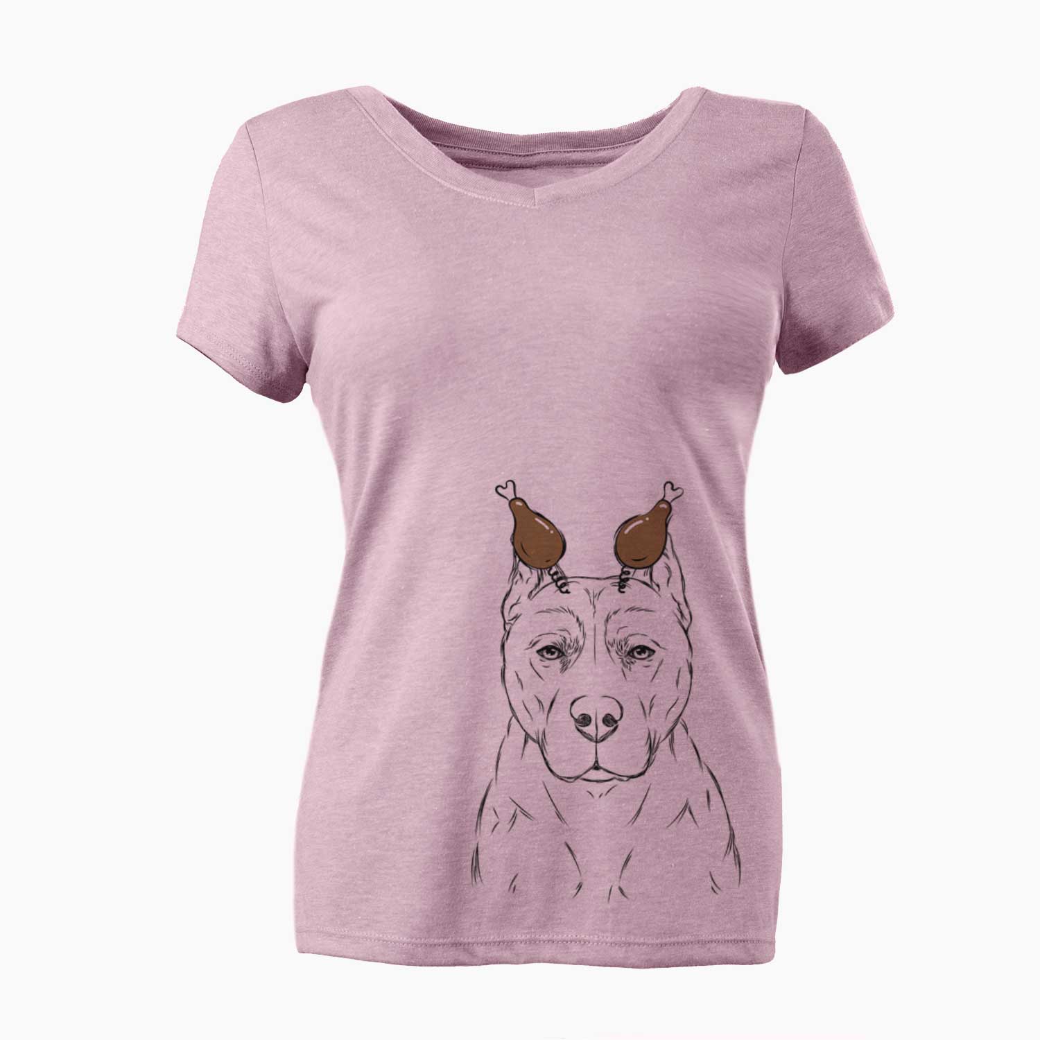 Thanksgiving Bane the Pitbull Mix - Women's V-neck Shirt