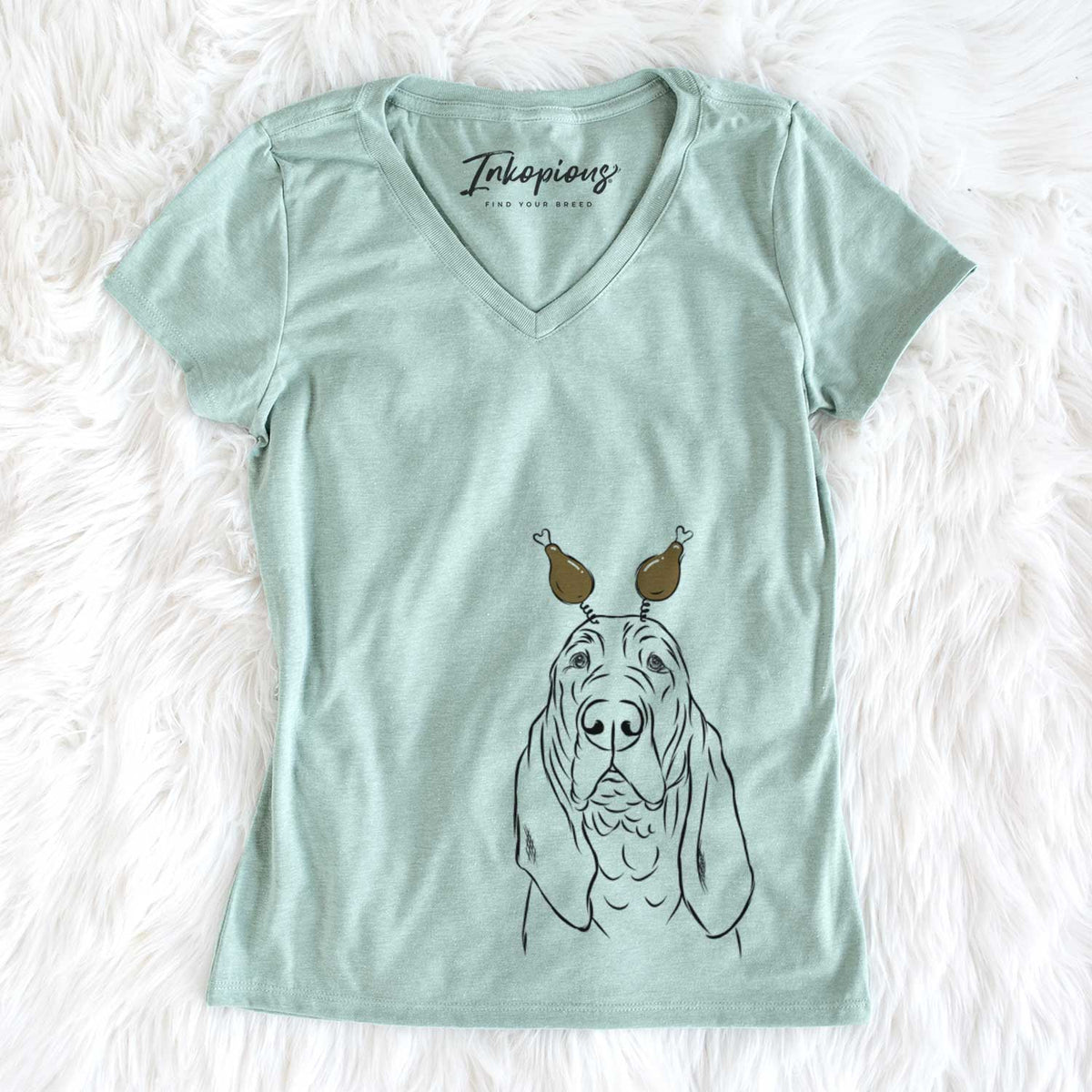 Thanksgiving Baron the Bloodhound - Women&#39;s V-neck Shirt