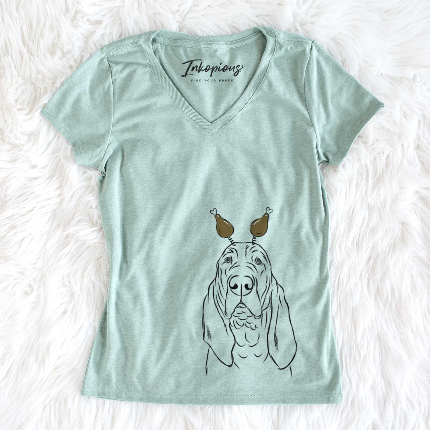 Thanksgiving Baron the Bloodhound - Women's V-neck Shirt