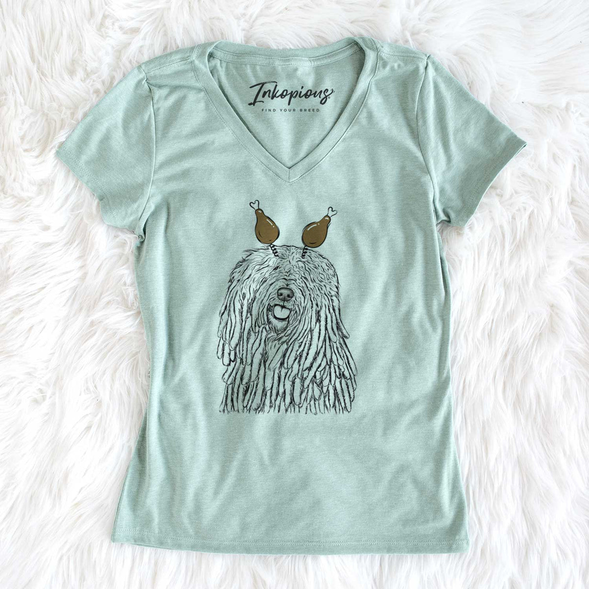 Thanksgiving Barry the Komondor - Women's V-neck Shirt