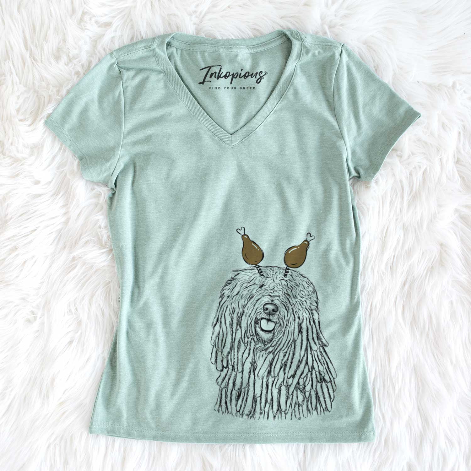 Thanksgiving Barry the Komondor - Women's V-neck Shirt