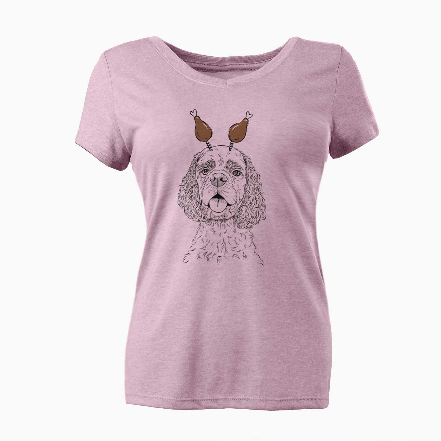 Thanksgiving Baxter the American Cocker Spaniel - Women's V-neck Shirt