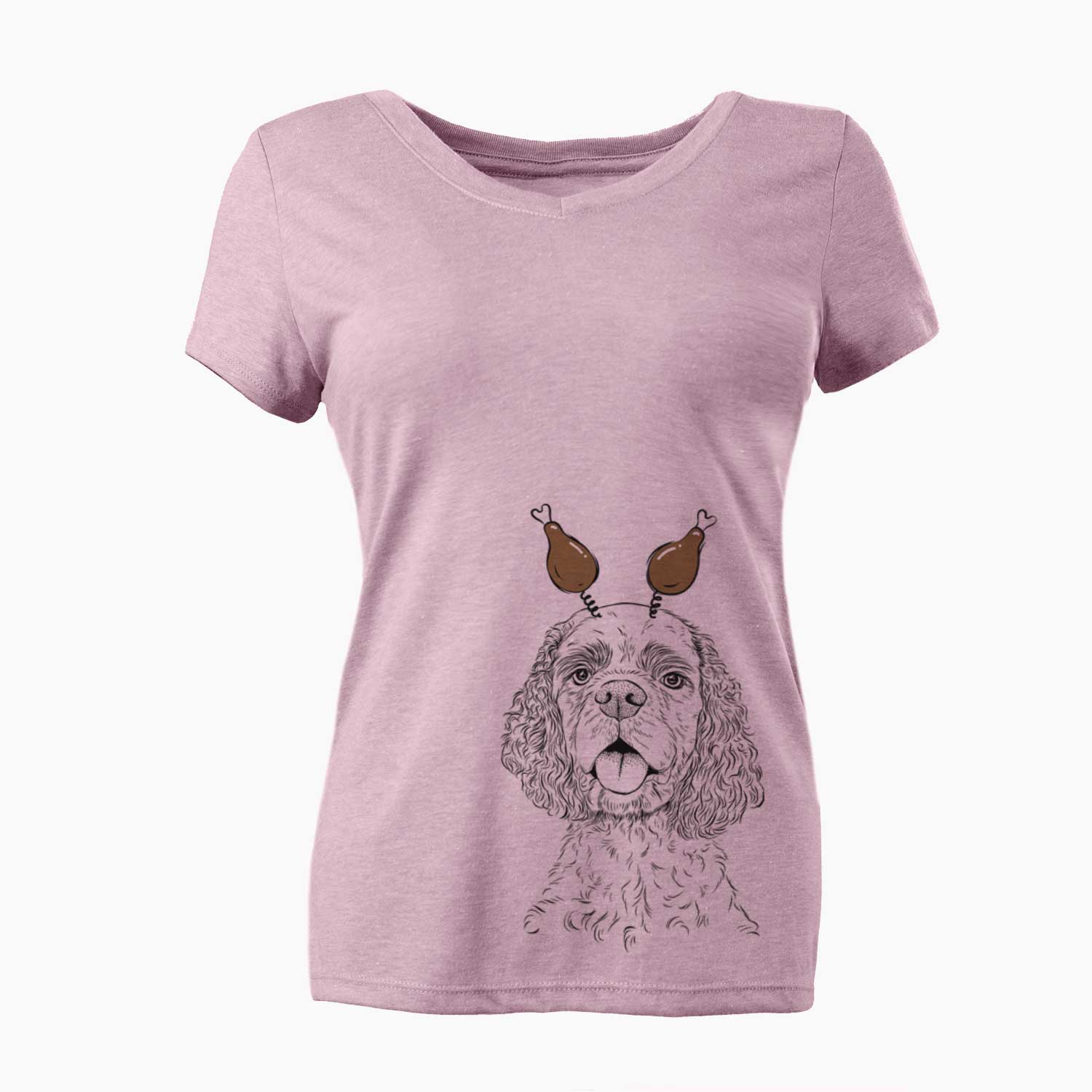 Thanksgiving Baxter the American Cocker Spaniel - Women's V-neck Shirt