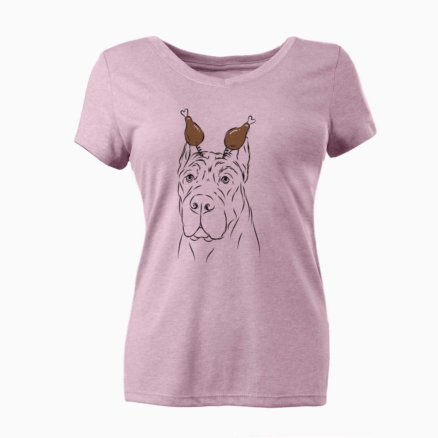 Thanksgiving Bearson the Cane Corso - Women's V-neck Shirt