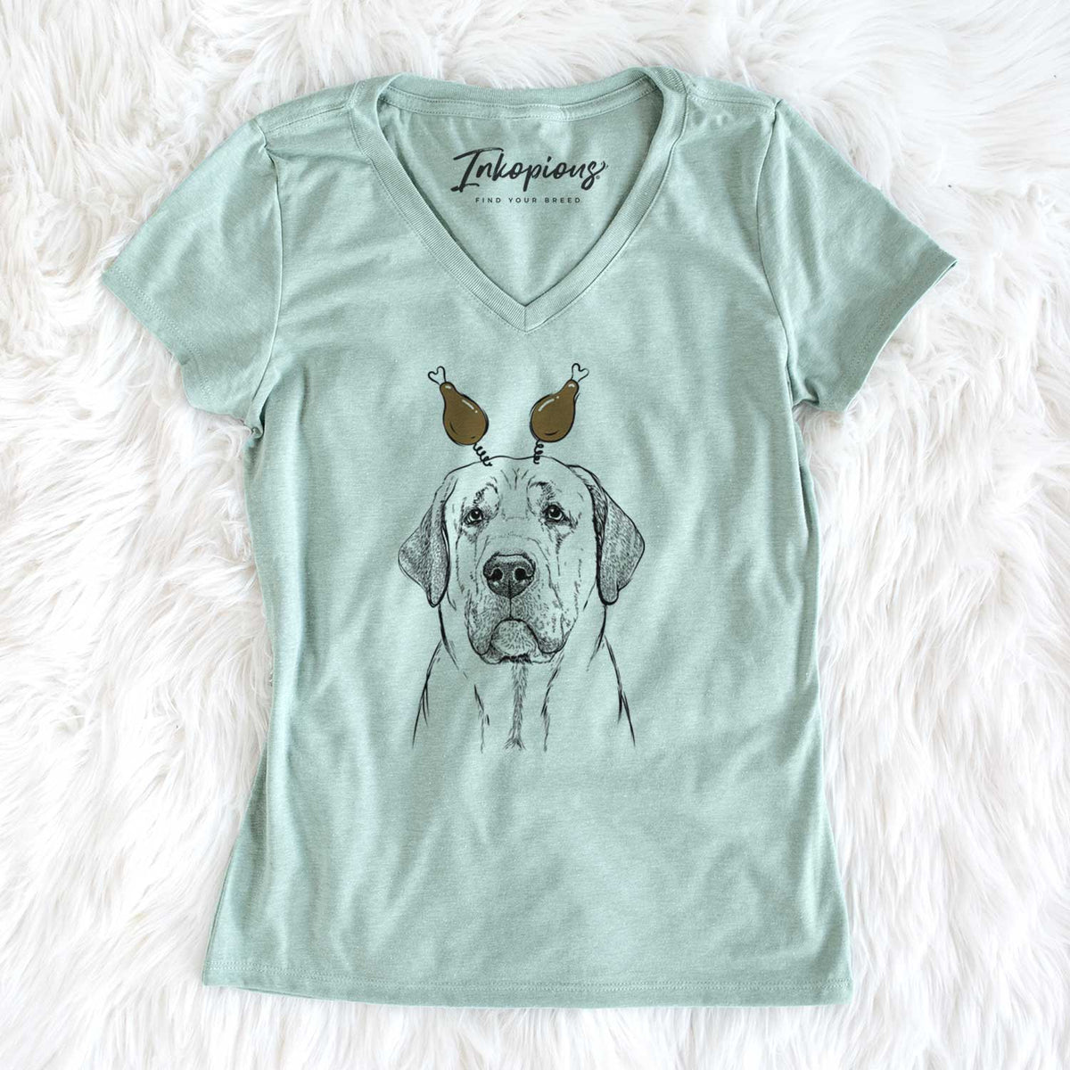 Thanksgiving Beau the Broholmer - Women's V-neck Shirt