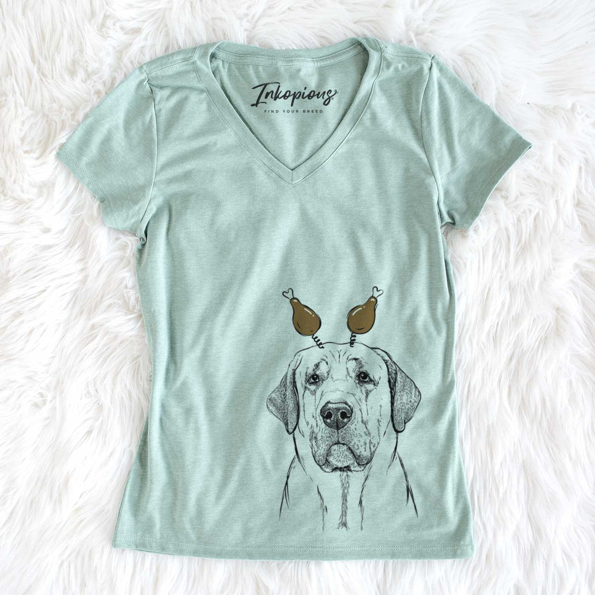 Thanksgiving Beau the Broholmer - Women's V-neck Shirt