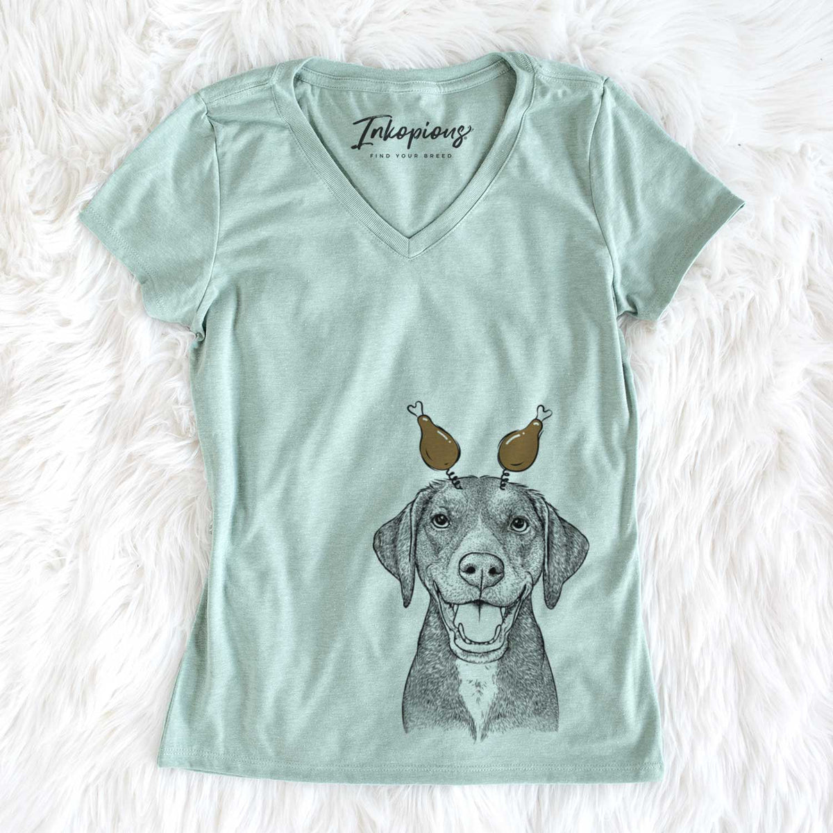 Thanksgiving Beaver the Hound Mix - Women&#39;s V-neck Shirt