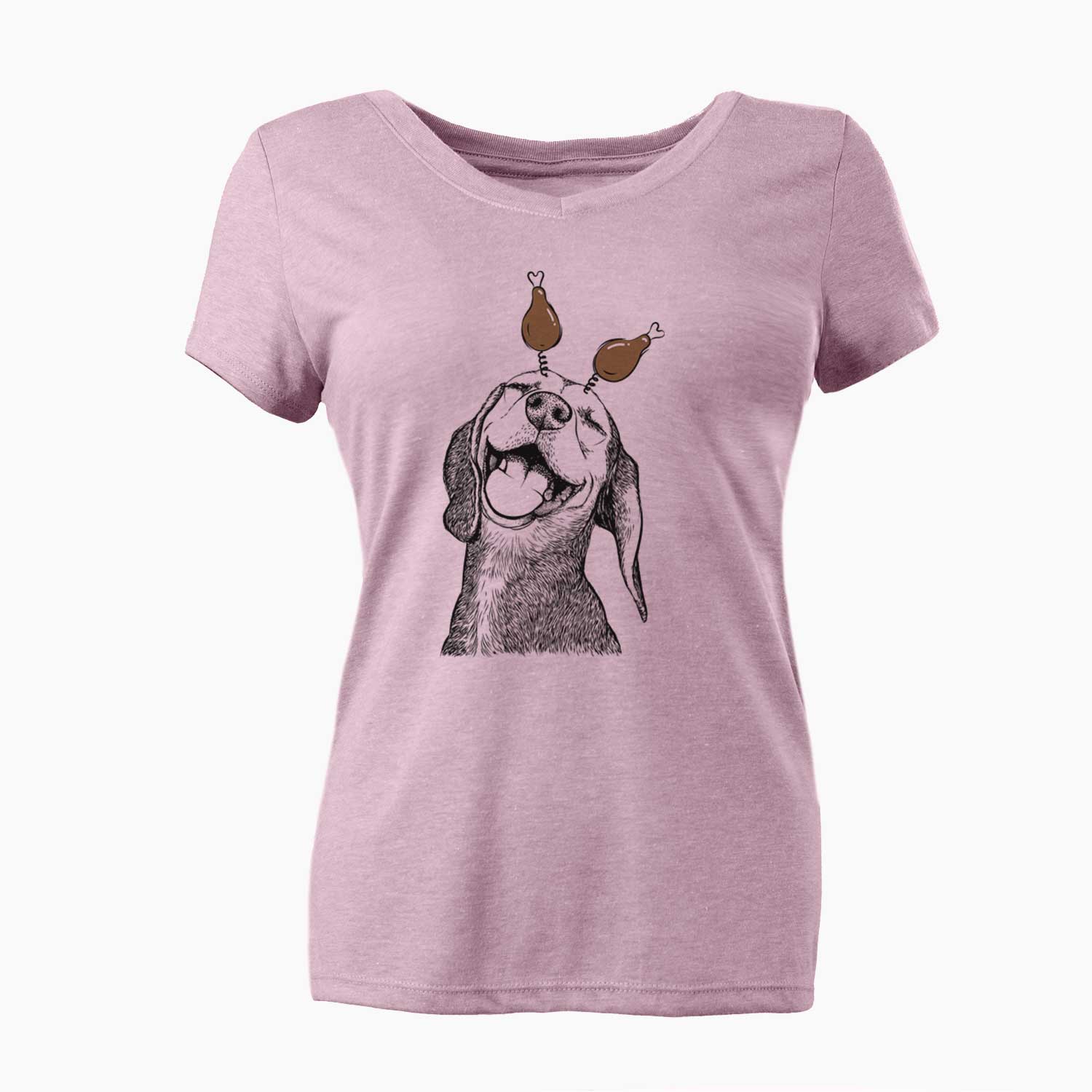 Thanksgiving Belle the Hound Mix - Women's V-neck Shirt