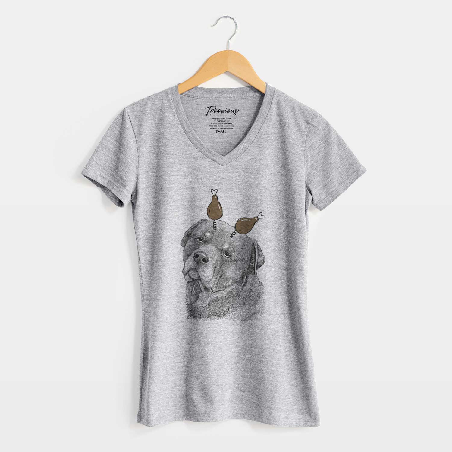 Thanksgiving Bender the Rottweiler - Women's V-neck Shirt