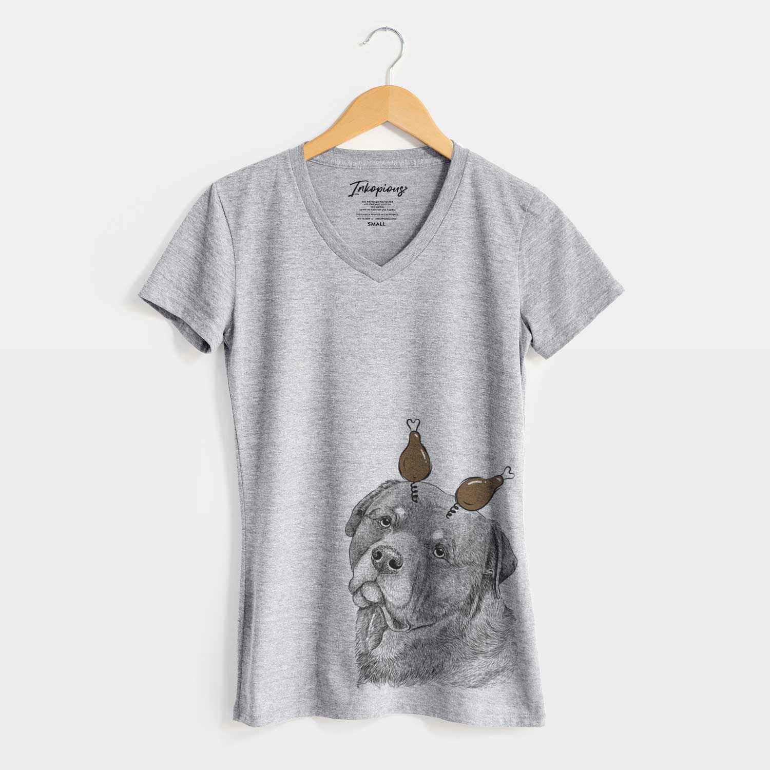 Thanksgiving Bender the Rottweiler - Women's V-neck Shirt