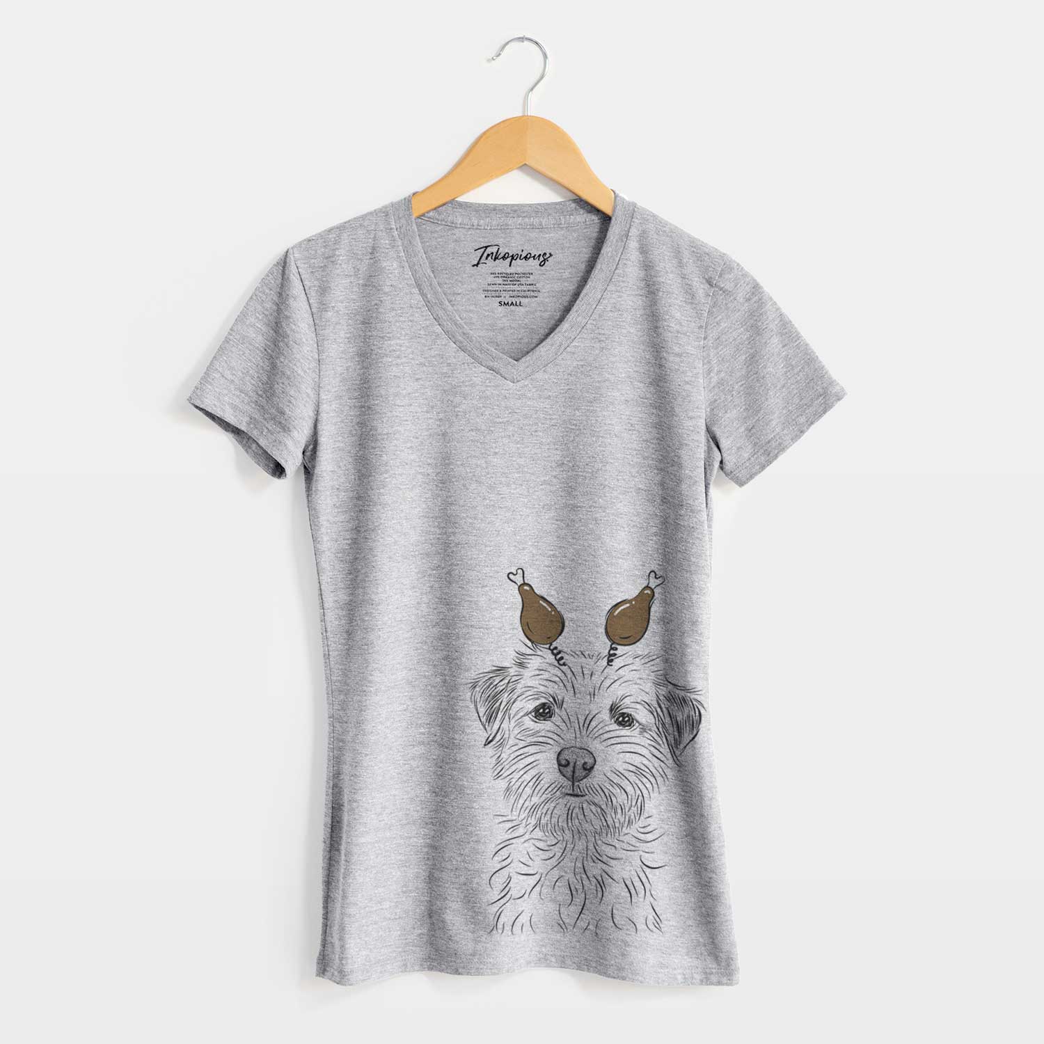 Thanksgiving Benjamin the Border Terrier - Women's V-neck Shirt