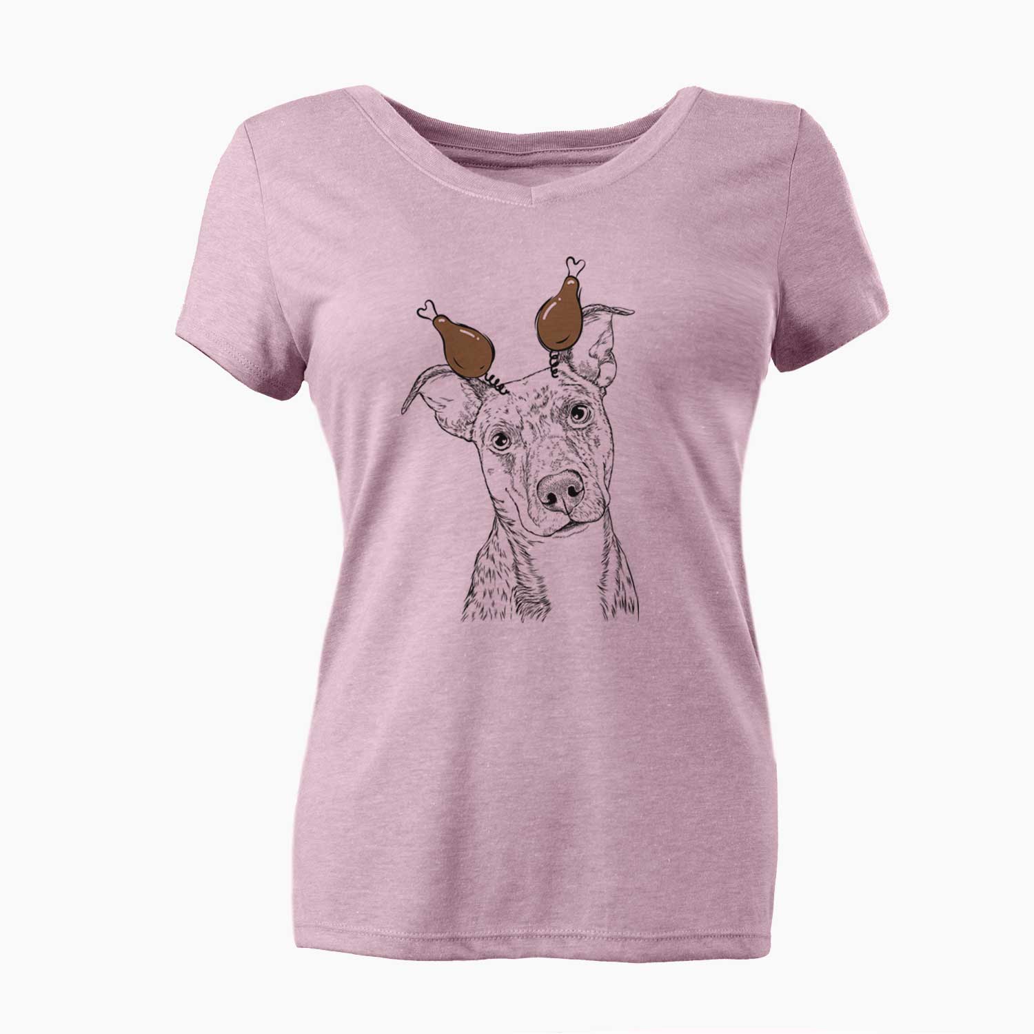 Thanksgiving Bianca the Mixed Breed - Women's V-neck Shirt