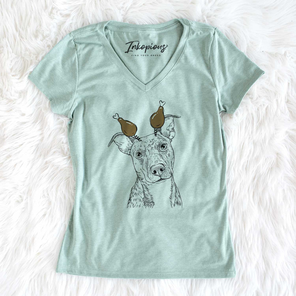 Thanksgiving Bianca the Mixed Breed - Women's V-neck Shirt