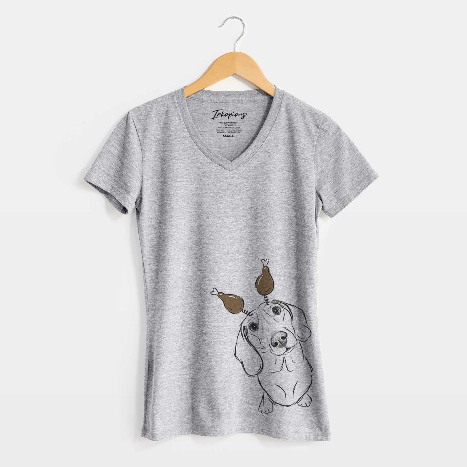 Thanksgiving Bill the Dachshund - Women's V-neck Shirt