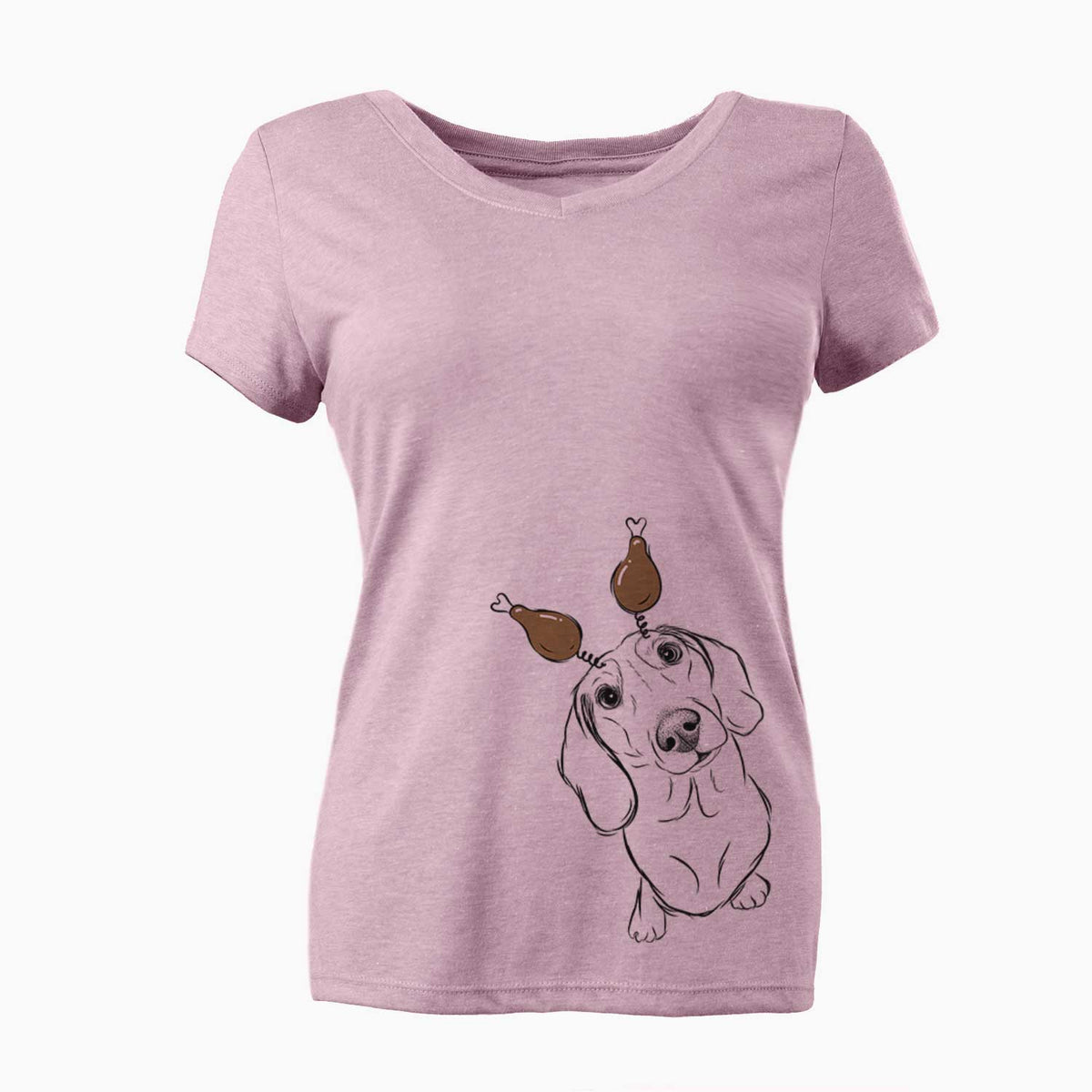 Thanksgiving Bill the Dachshund - Women's V-neck Shirt