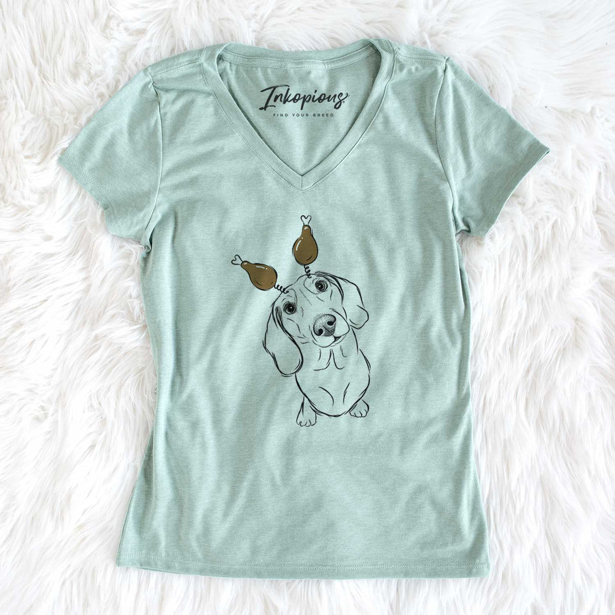 Thanksgiving Bill the Dachshund - Women's V-neck Shirt