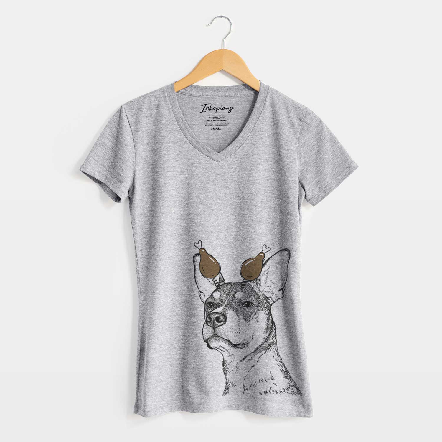 Thanksgiving Bill the Heeler Mix - Women's V-neck Shirt