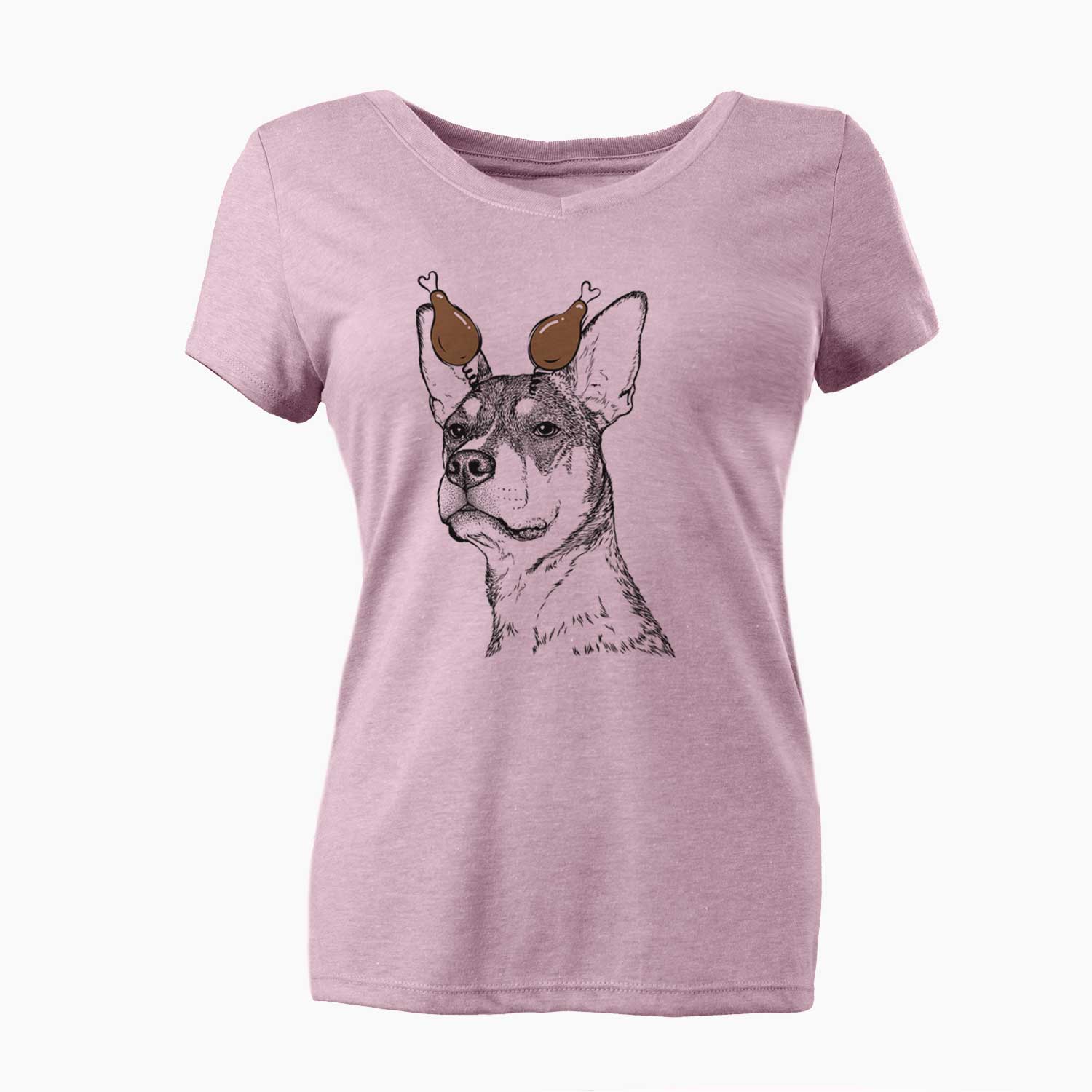 Thanksgiving Bill the Heeler Mix - Women's V-neck Shirt