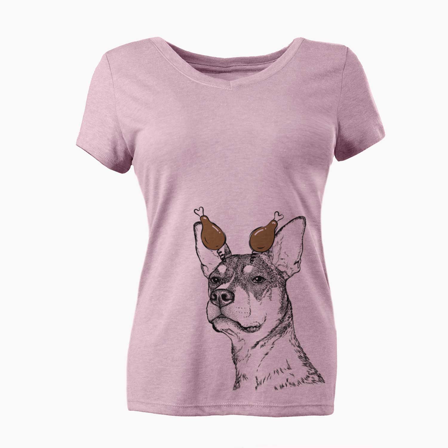 Thanksgiving Bill the Heeler Mix - Women's V-neck Shirt