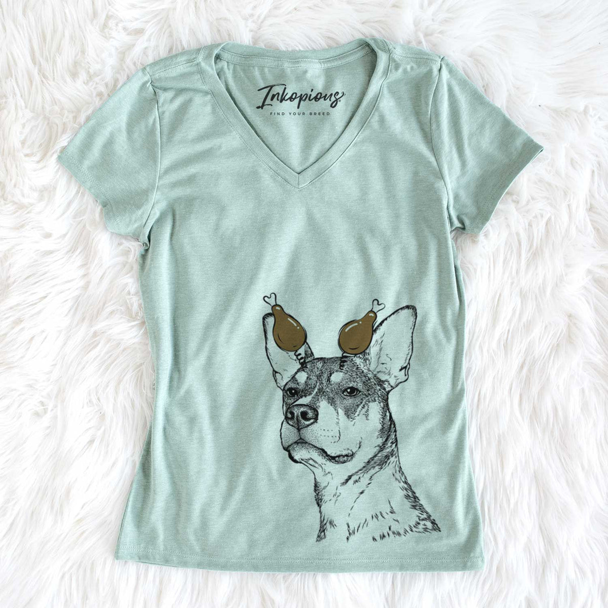 Thanksgiving Bill the Heeler Mix - Women&#39;s V-neck Shirt