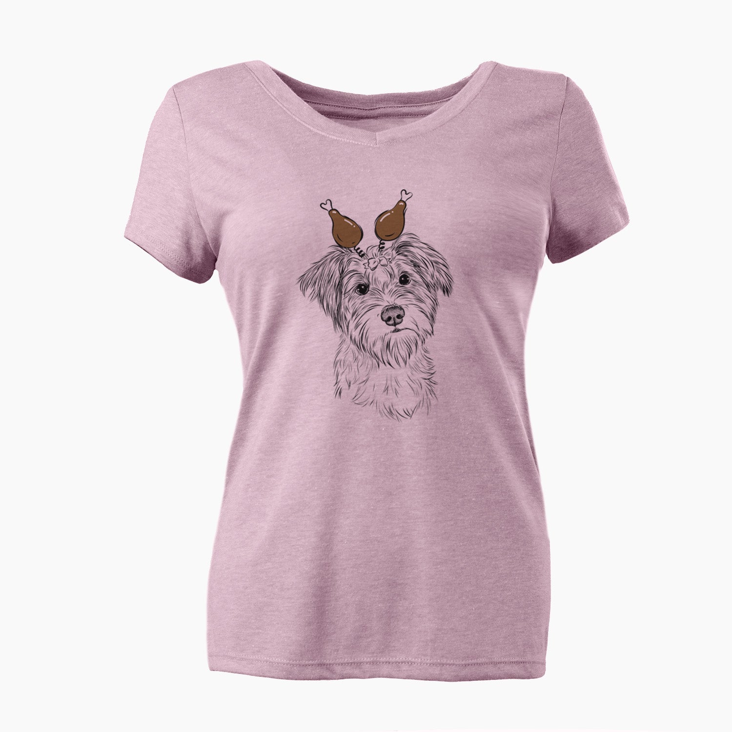 Thanksgiving Birdee the Schnauzer Mix - Women's Perfect V-neck Shirt