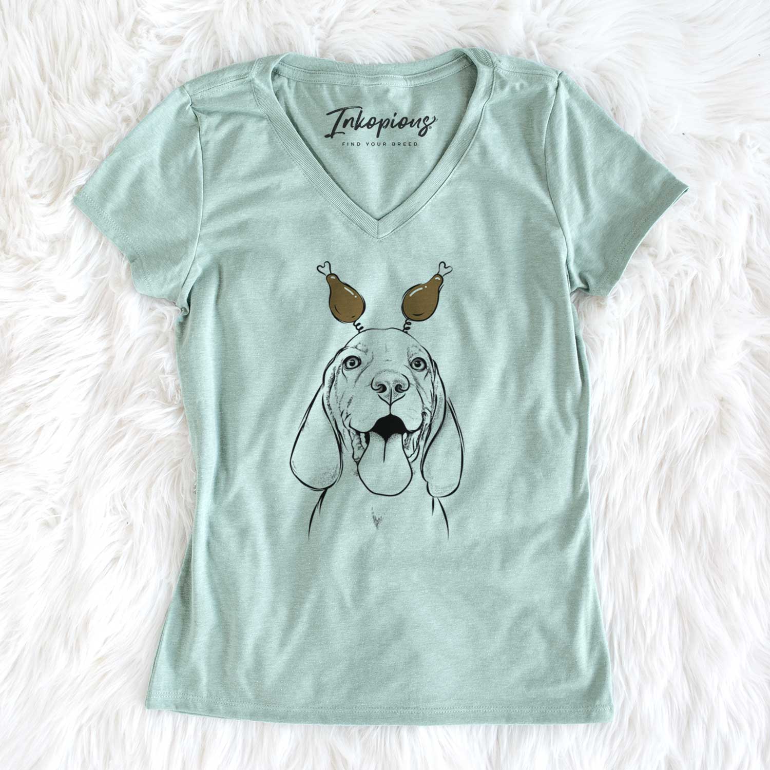 Thanksgiving Bodi the Vizsla - Women's V-neck Shirt
