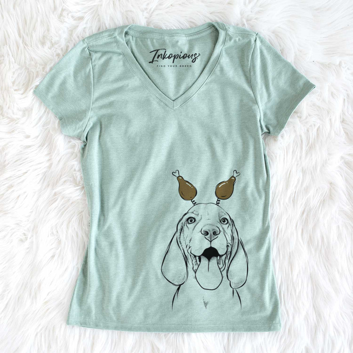 Thanksgiving Bodi the Vizsla - Women&#39;s V-neck Shirt