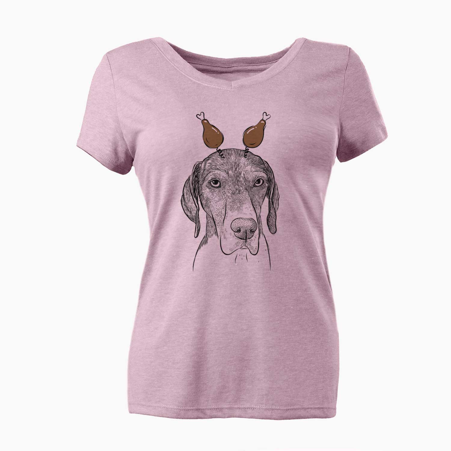 Thanksgiving Bohdi the German Shorthaired Pointer - Women's V-neck Shirt