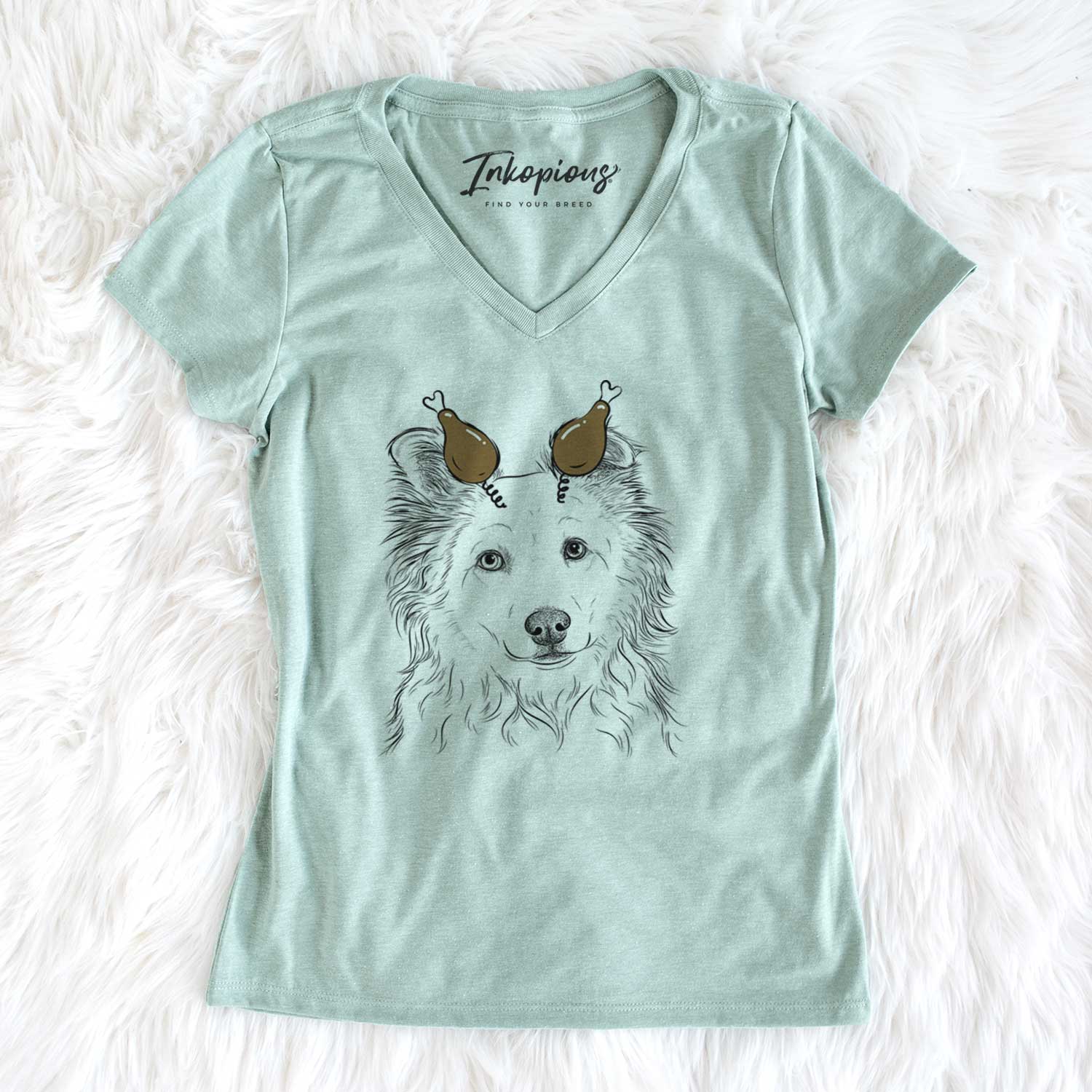 Thanksgiving Bonsai the Mixed Breed - Women's V-neck Shirt