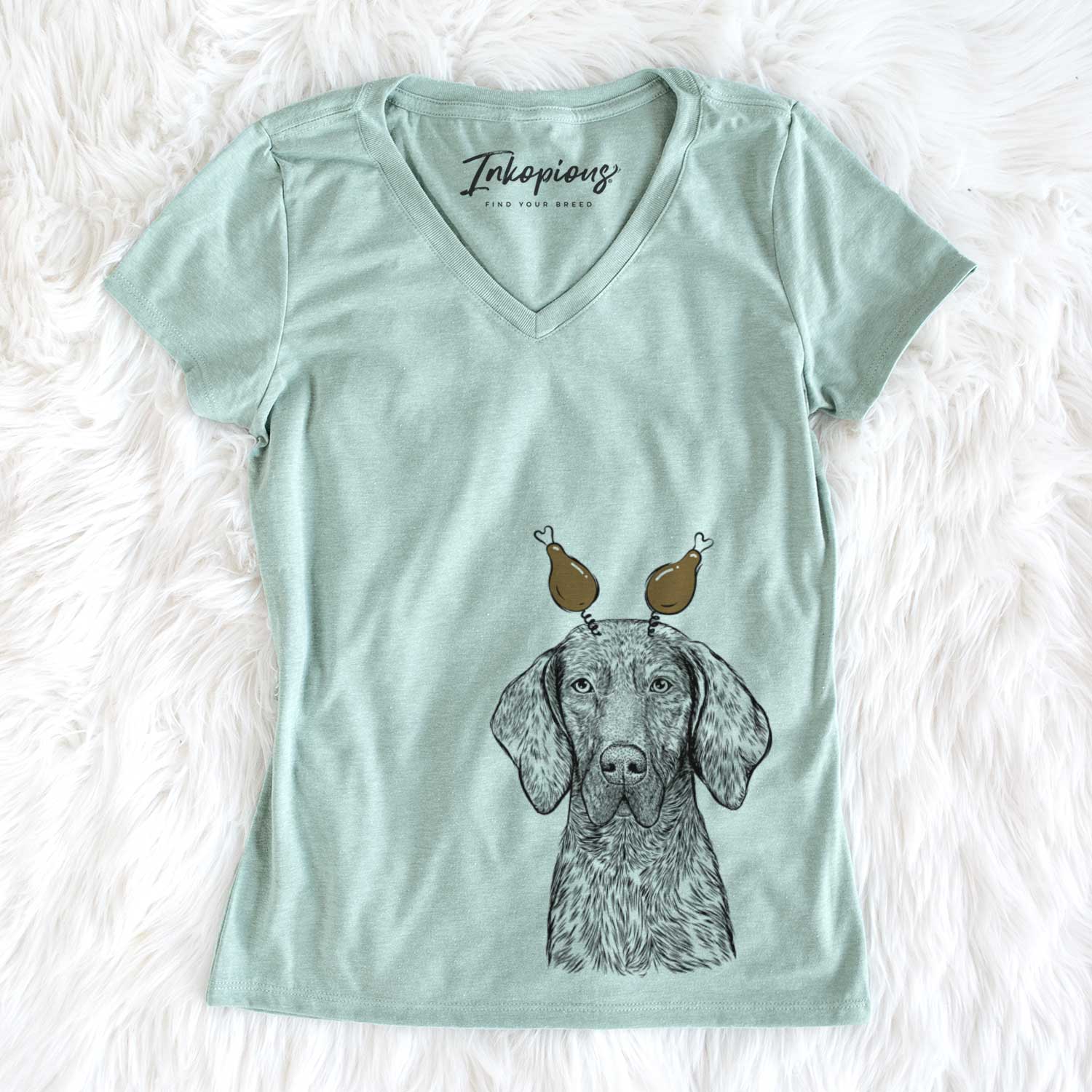 Thanksgiving Boone the Plott Hound - Women's V-neck Shirt