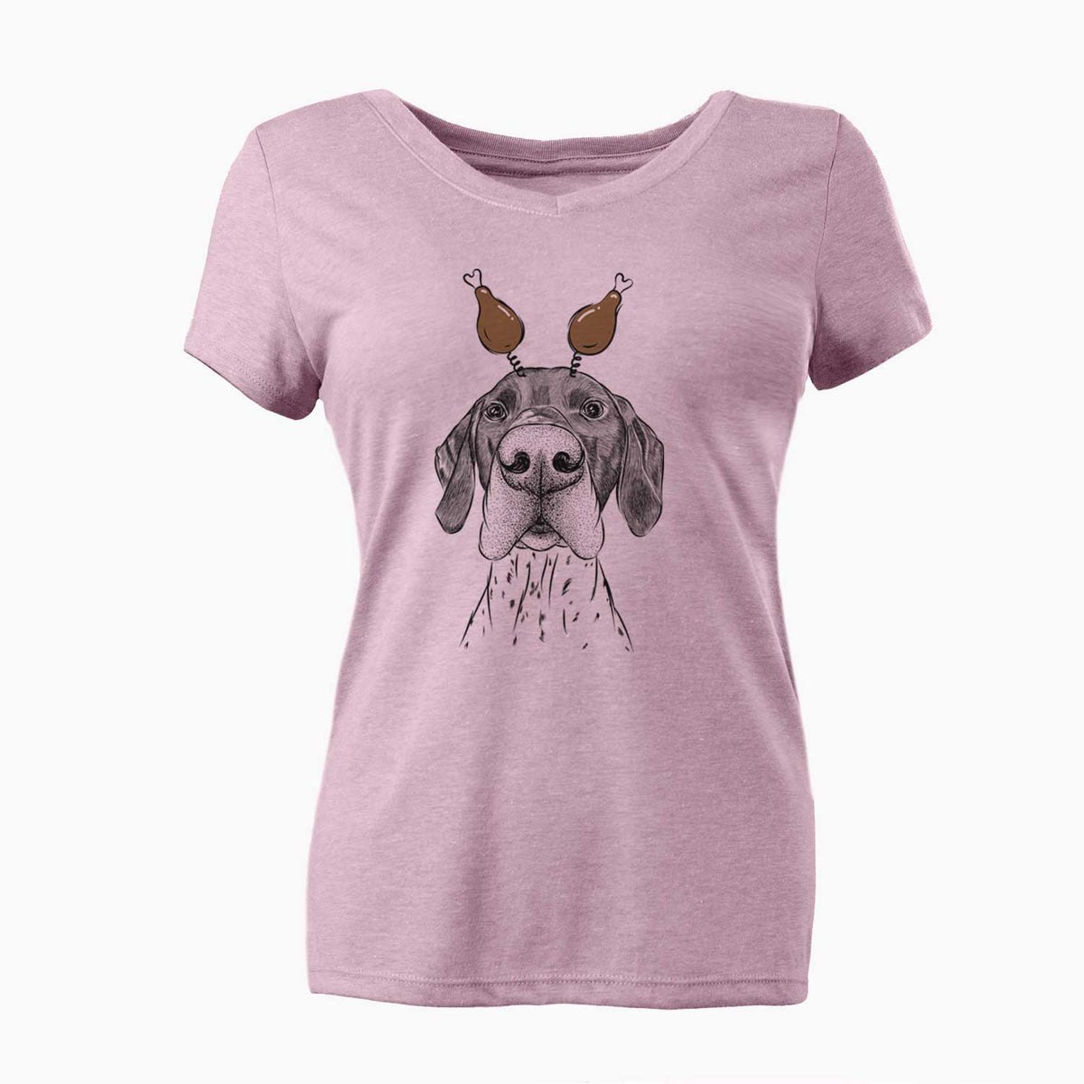 Thanksgiving Booze the German Shorthaired Pointer - Women's V-neck Shirt