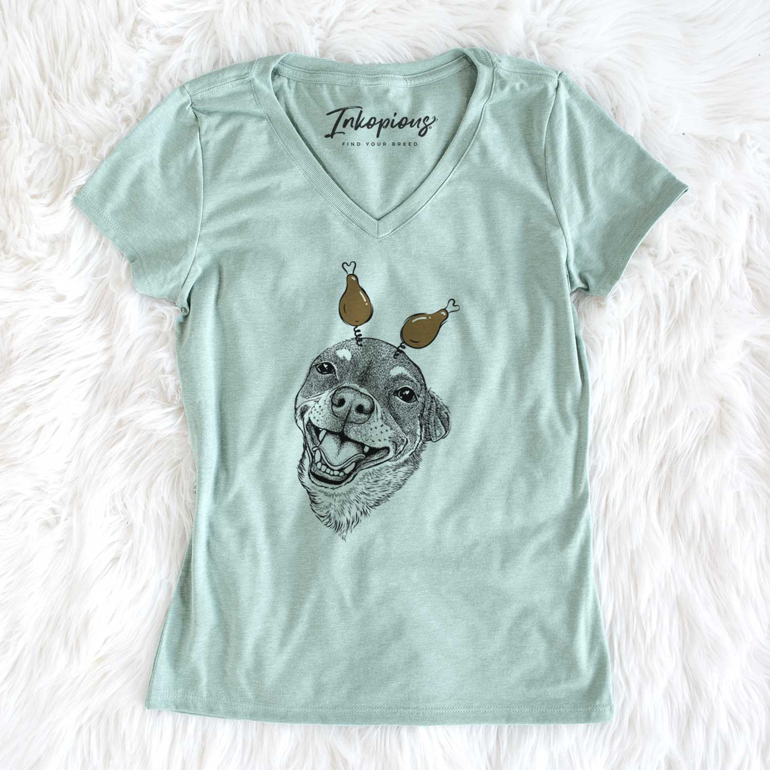 Thanksgiving Boss the Chihuahua - Women's V-neck Shirt